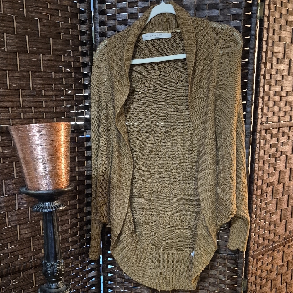 Zara Brown Open-Front Cardigan